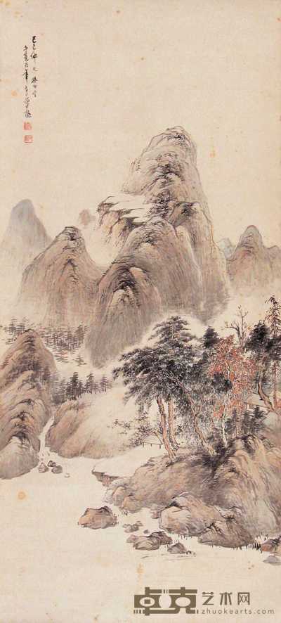 颜伯龙 1929年作 山水 立轴 105×47cm